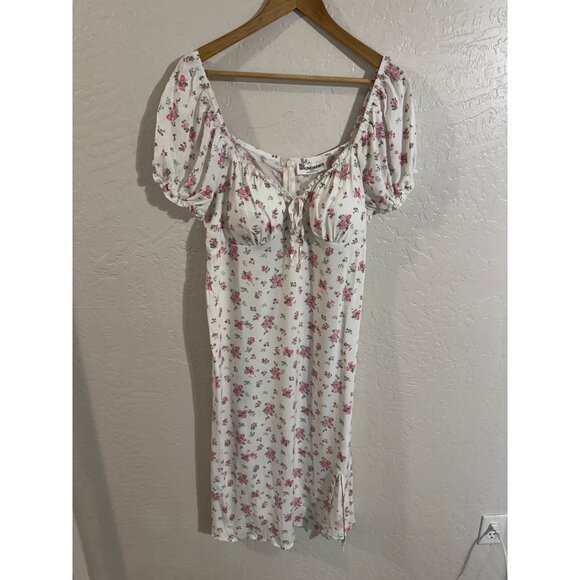 No Boundaries Plus Size Milkmaid Floral Puff Sleeved Midi Dress - Picture 2 of 11